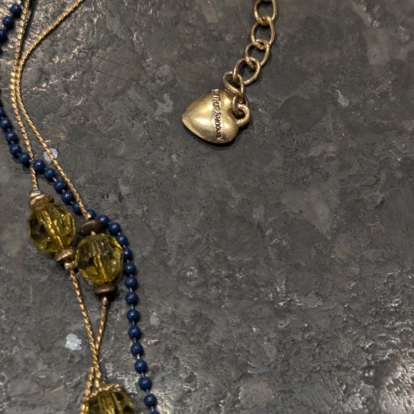 Betsey Johnson Blue and Gold Layered Necklace with Floral Charms - Picture 4 of 7